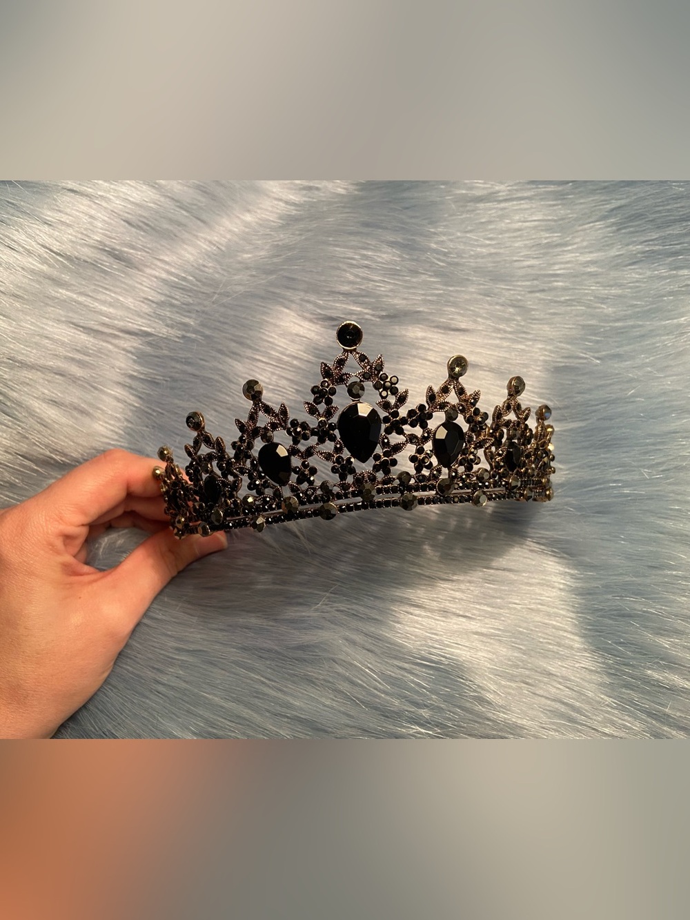 Black Jeweled Metal Tiara Crown (Adult)
